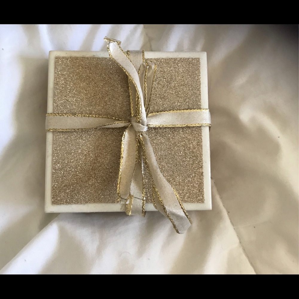 Gold & White Square Coasters